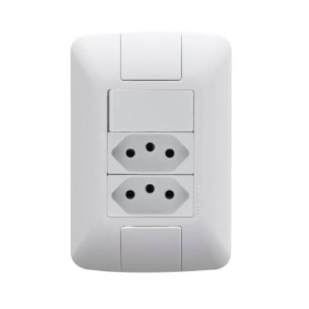Conjunto 4x2 1 Interruptor Simples 6A 250V 2 Tomadas 2P+T 10A 250V