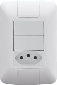 Conjunto 4x2 com 2 Interruptores Simples 6 A 250 V e 1 Tomada 2P+T 10 A 250 V Aria Branco