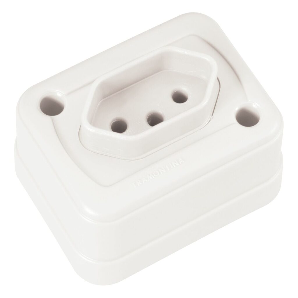 Tomada de Sobrepor 2P+T 10 A 250 V Tramontina Branco embalagem Flow Pack