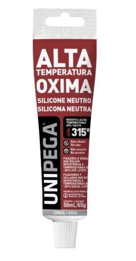 Silicone Neutro Alta Temperatura Oxima Cinza 50ml