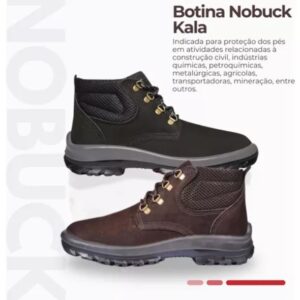 Botina Amarrar Couro Nobuck Cafe Kala - Imagem 2