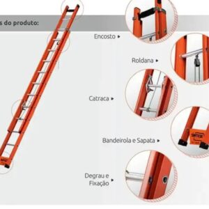 ESCADA EXTENSIVA FIBRA DE VIDRO 12/20 DE - Imagem 2
