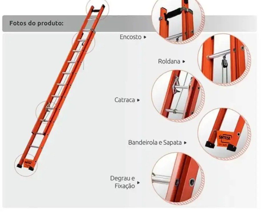 ESCADA EXTENSIVA FIBRA DE VIDRO 12/20 DE