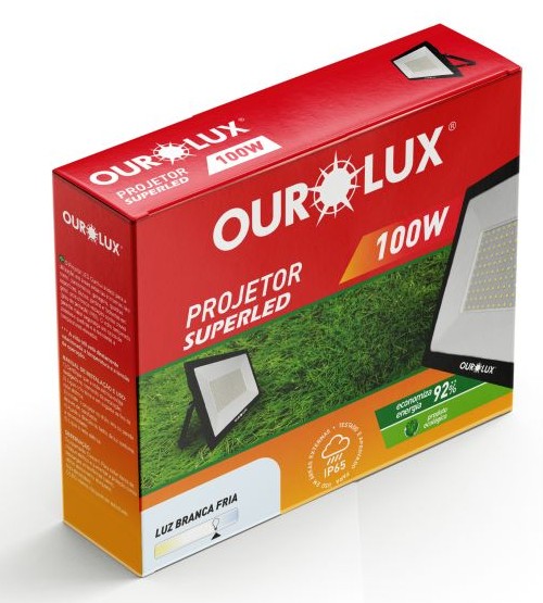 Superled Projetor Slim 100W Preto 6500K - Oulolux