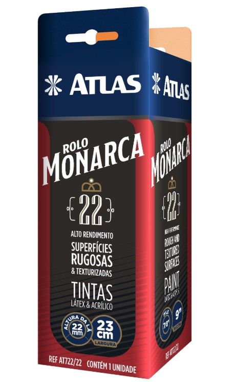 Rolo de Lã Sintética Microfibra 22mm Monarca Atlas