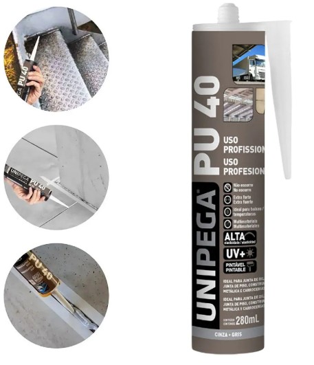 Selante PU40 Adesivo Poliuretano Cinza 400g Unipega